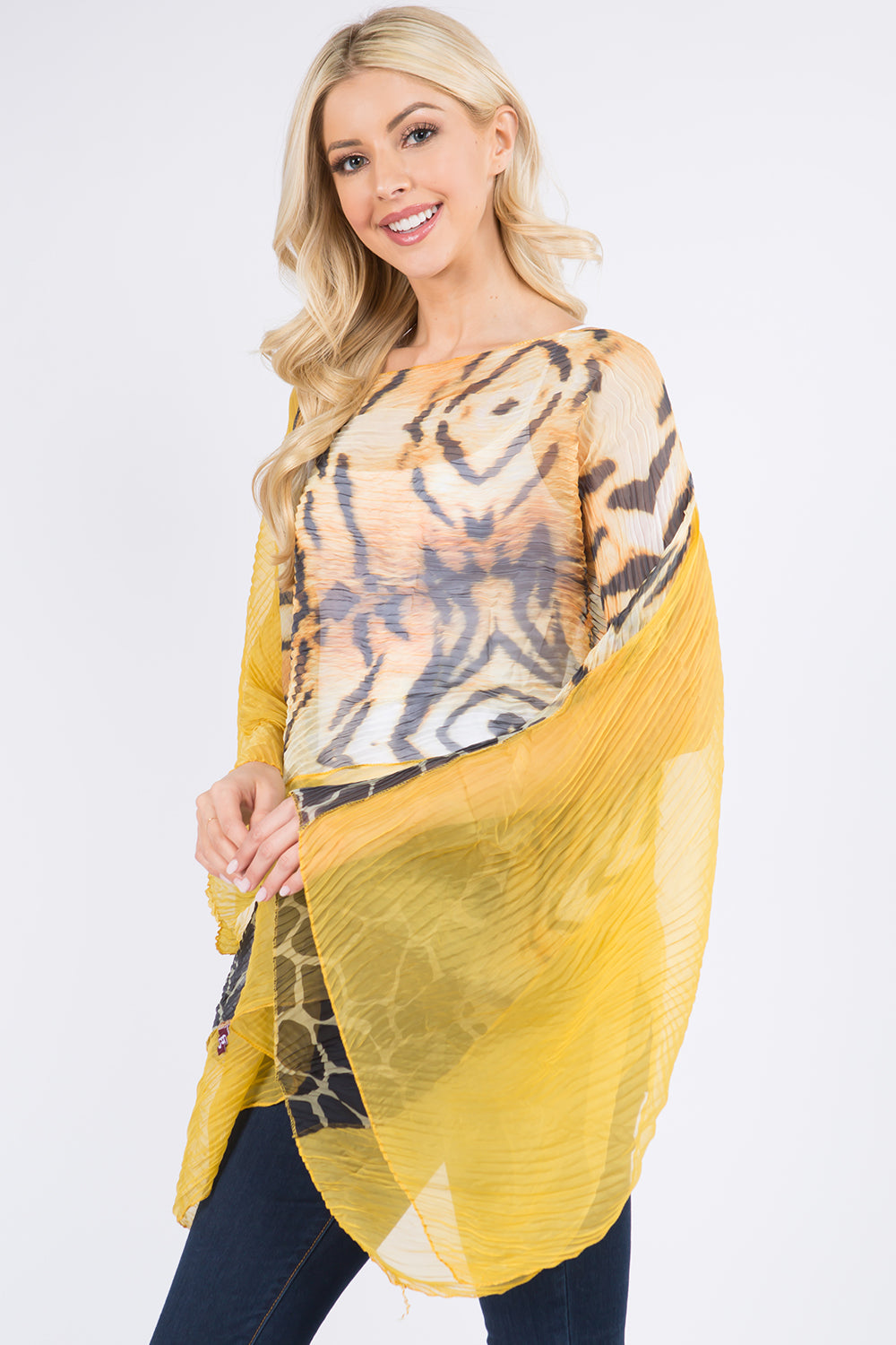 GSH-084 leopard crinkled poncho