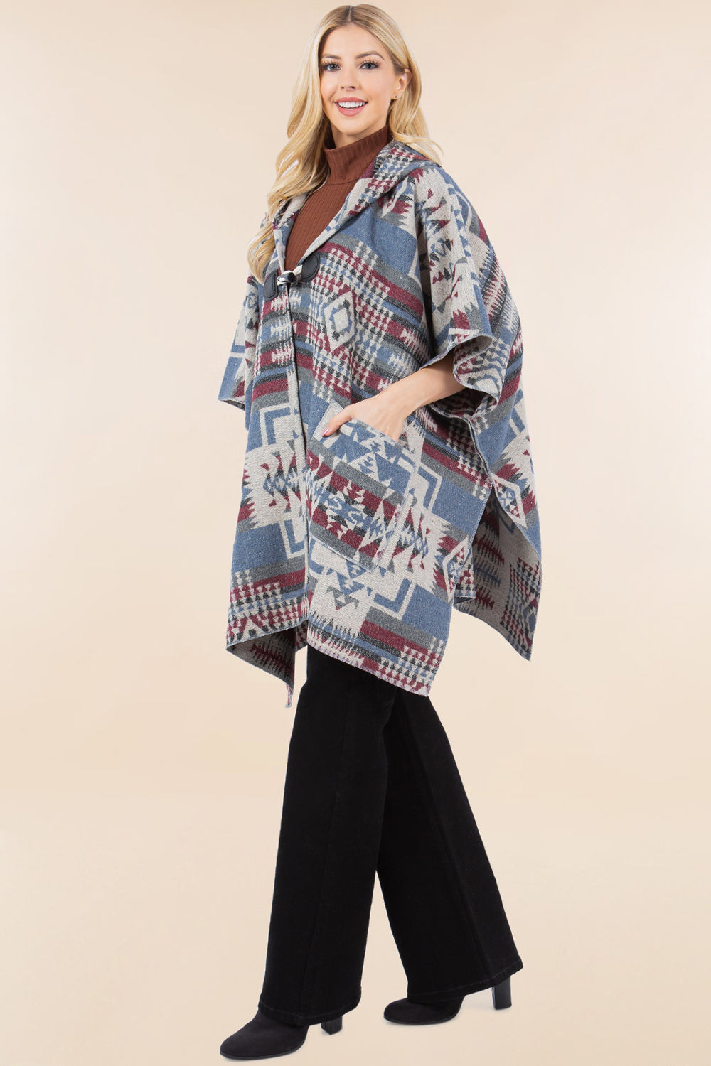 KA-4268 SW design kimono with hood