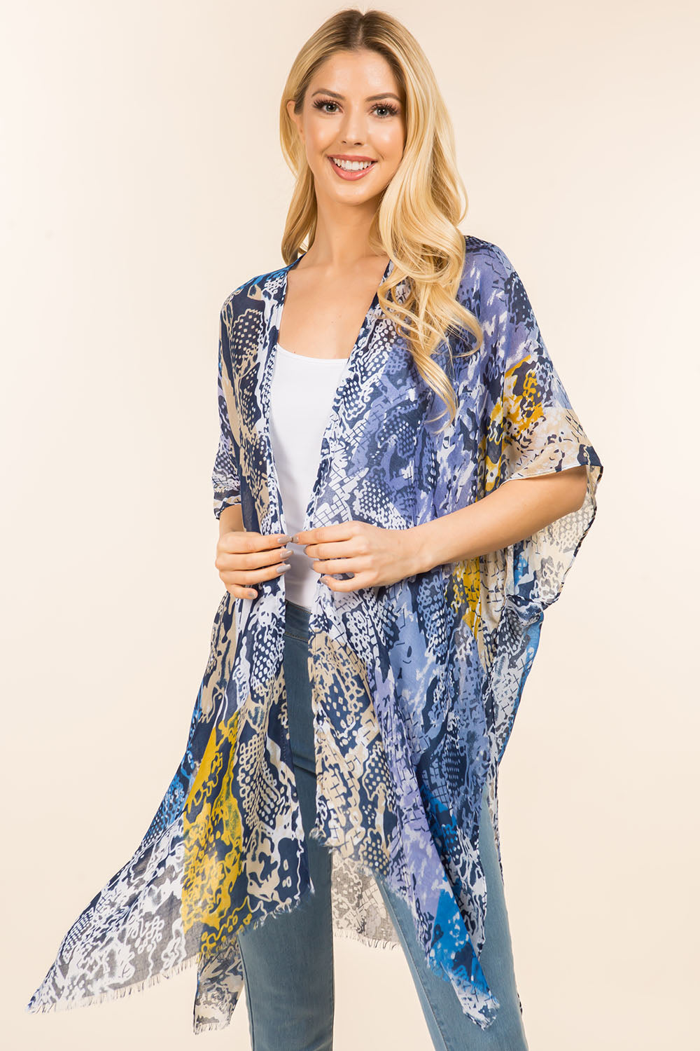 KP-4112 multi color snake design kimono