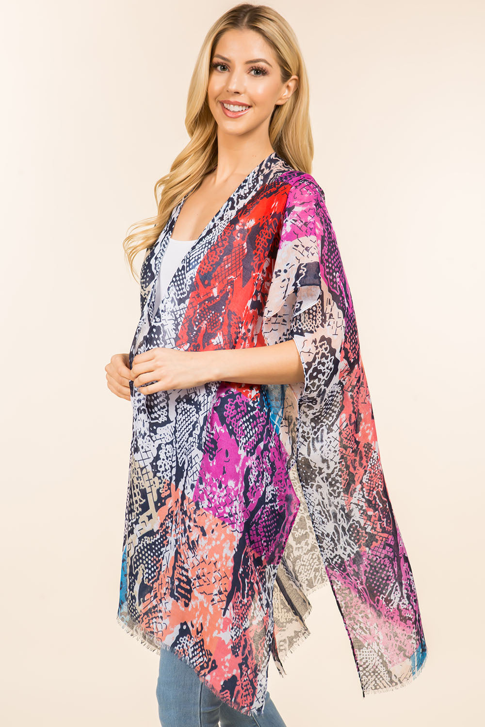 KP-4112 multi color snake design kimono