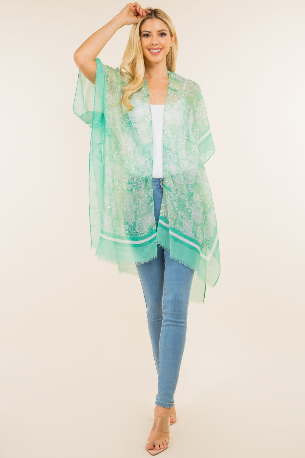 KP-4120 neon color paisley kimono