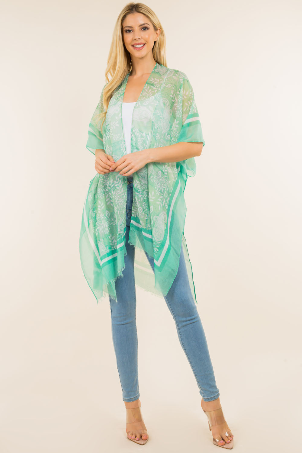 KP-4120 neon color paisley kimono
