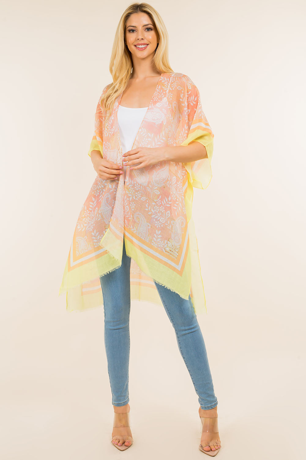 KP-4120 neon color paisley kimono