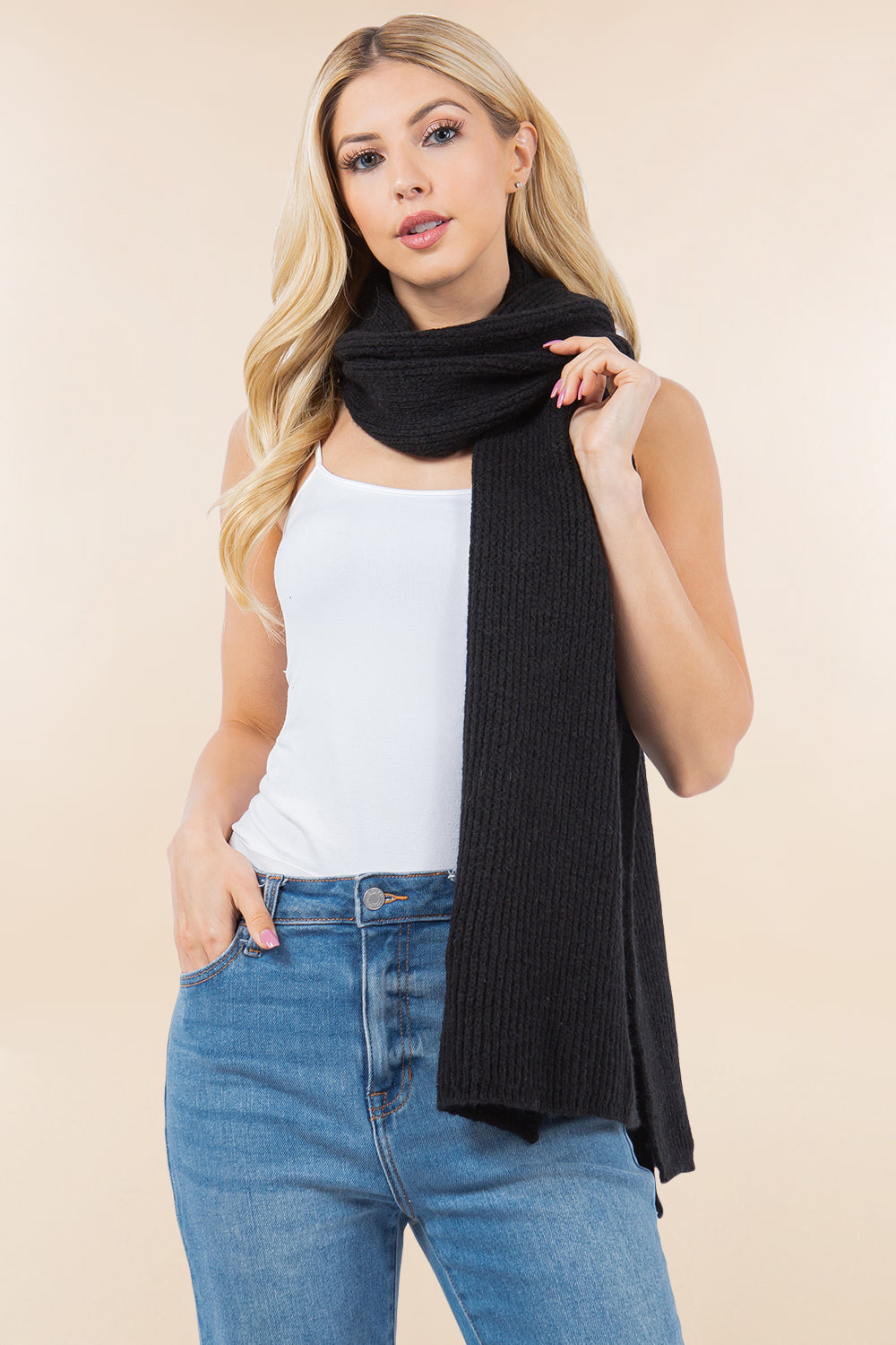 OA-4275 solid ribbed scarf