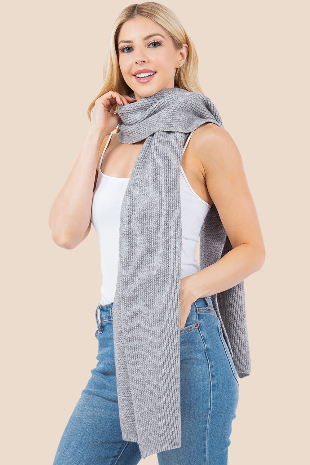OA-4275 solid ribbed scarf