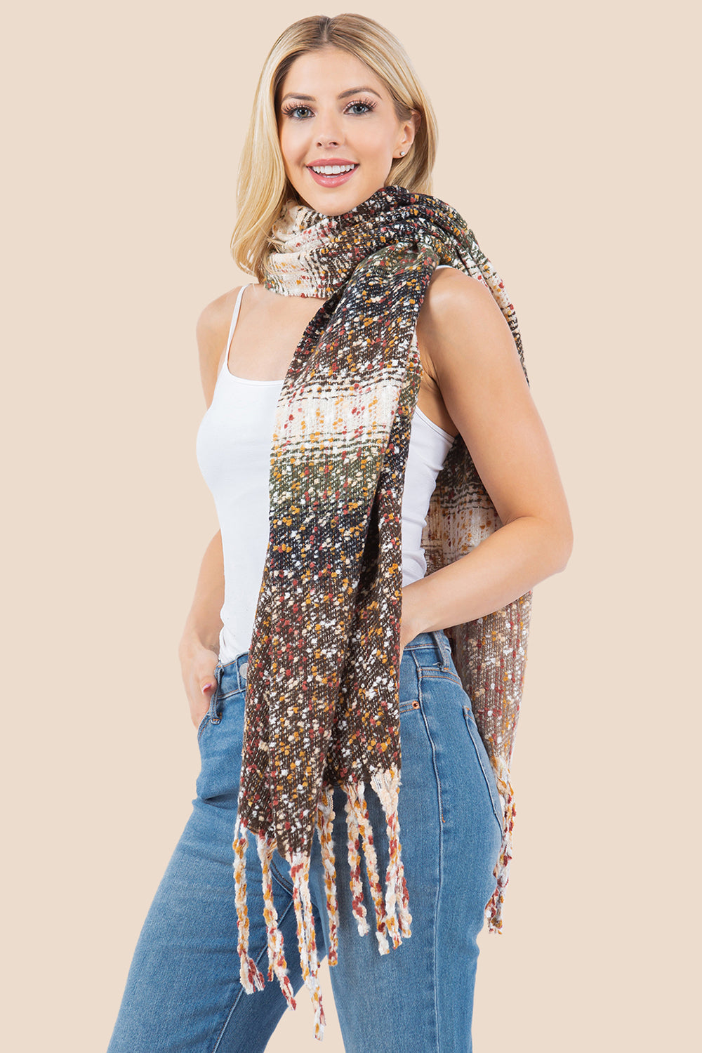 OA-4278 multi color boucle scarf shawl