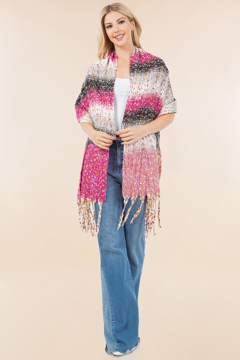 OA-4278 multi color boucle scarf shawl