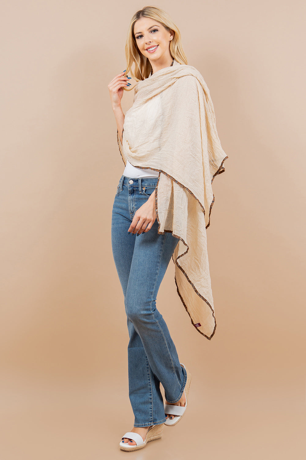 OA-4292 solid scarf with border