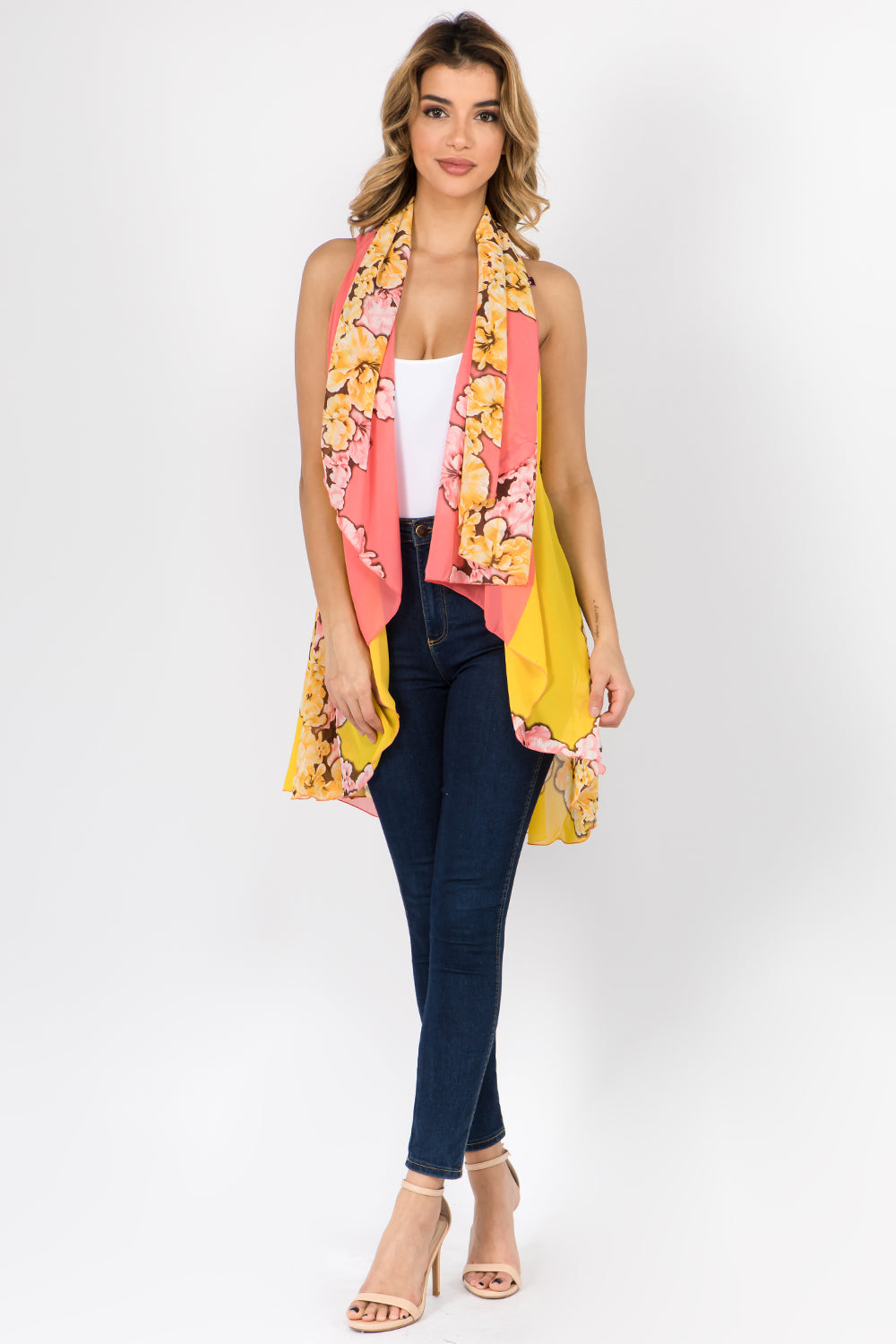 PN-230 floral & color block vest