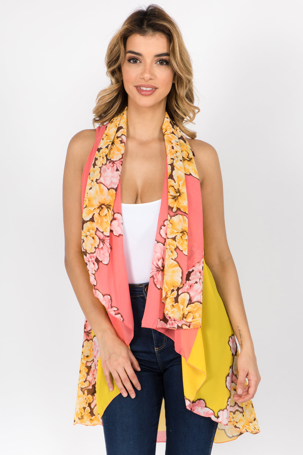PN-230 floral & color block vest