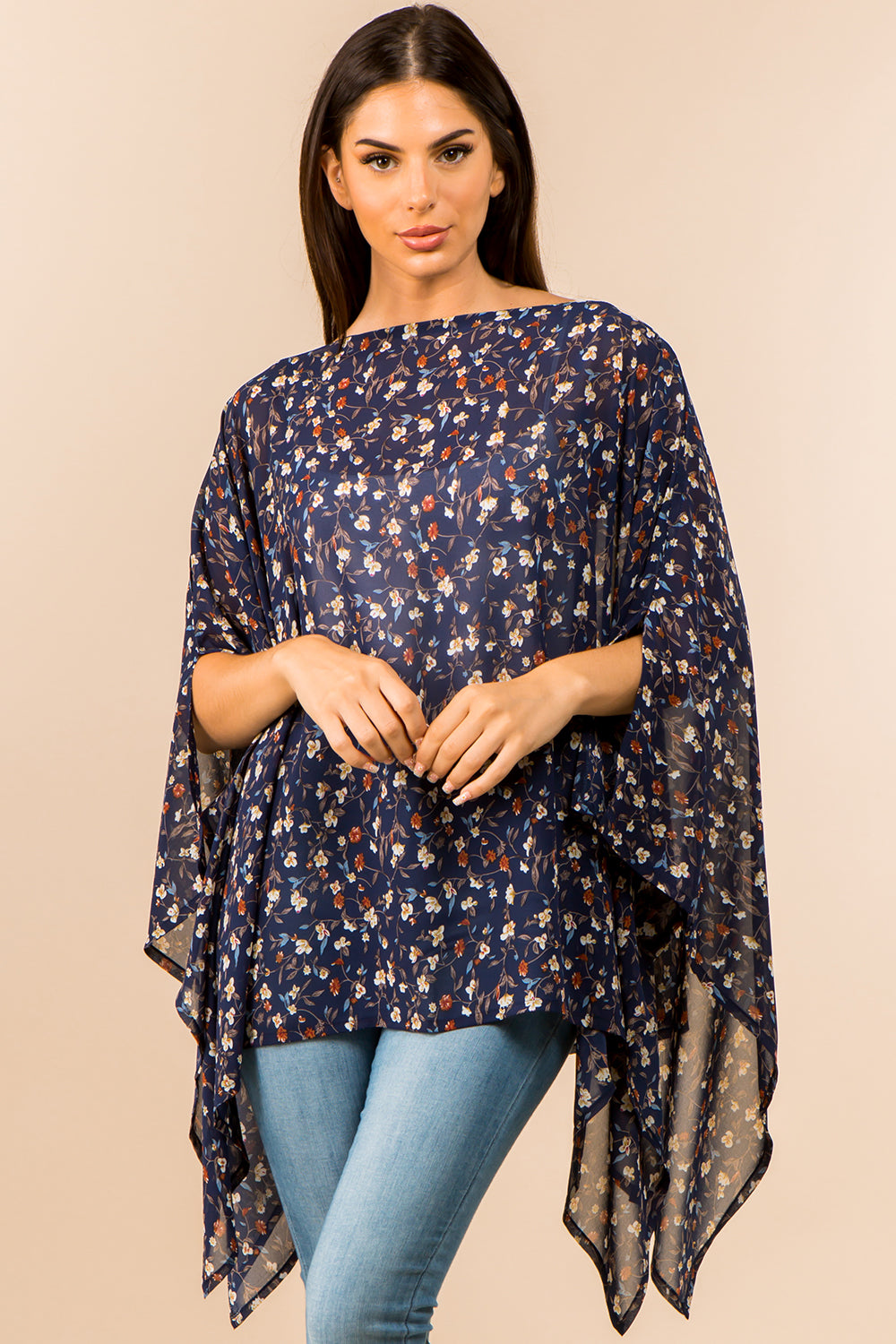 PP-3763 small floral poncho