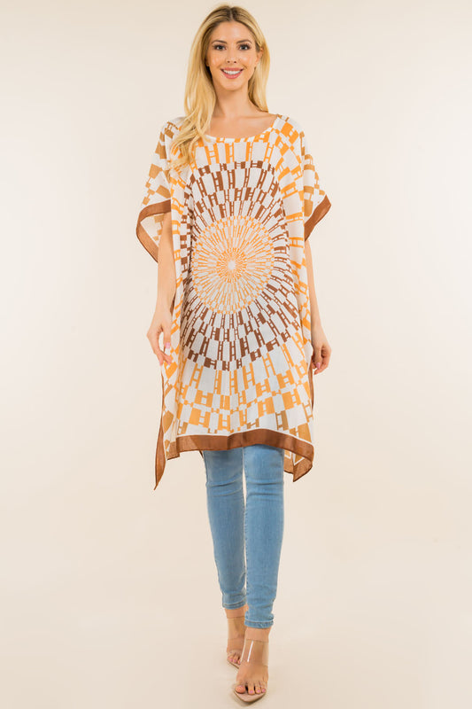 PP-4124 geometric design with border poncho