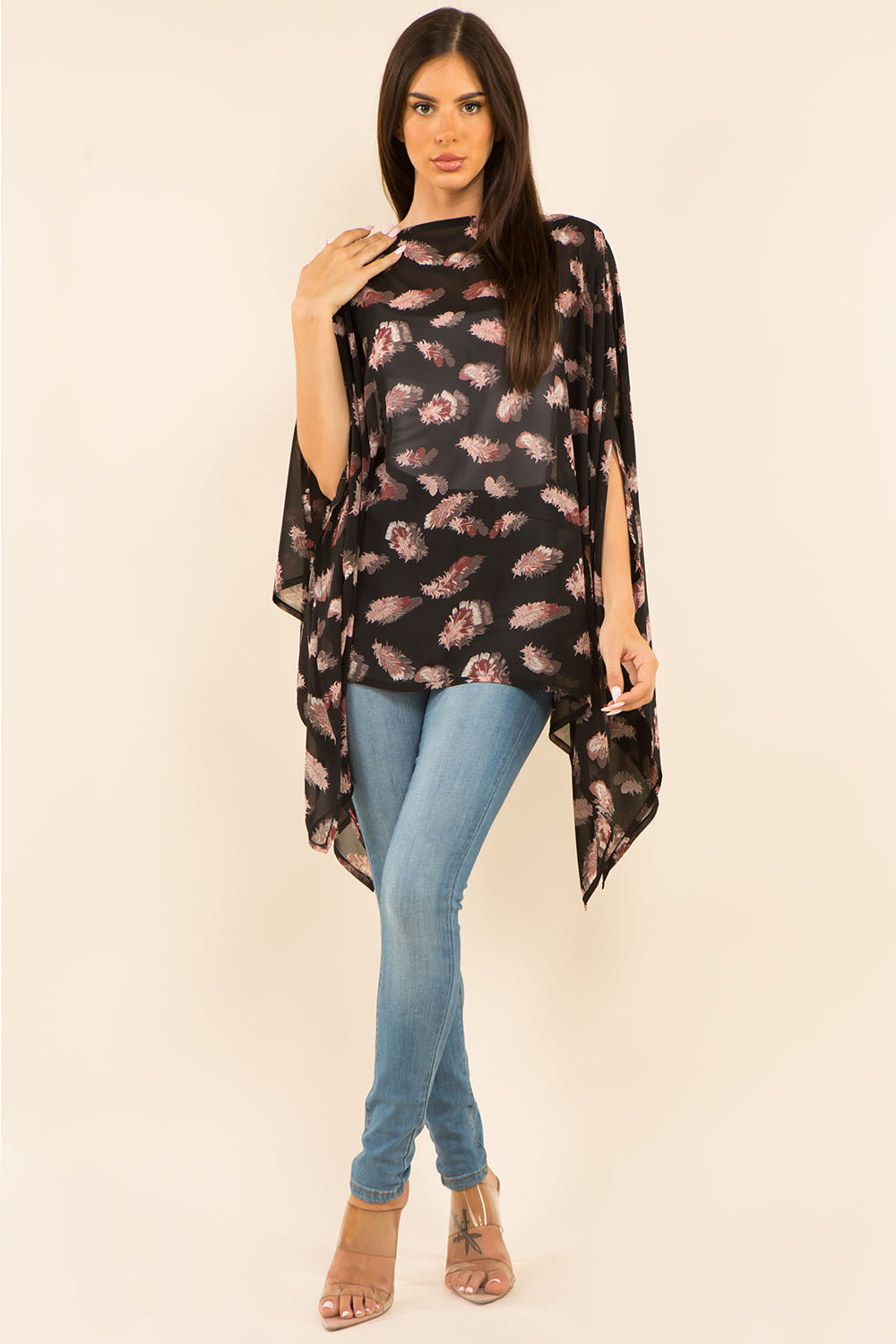 PP-3766 feather poncho