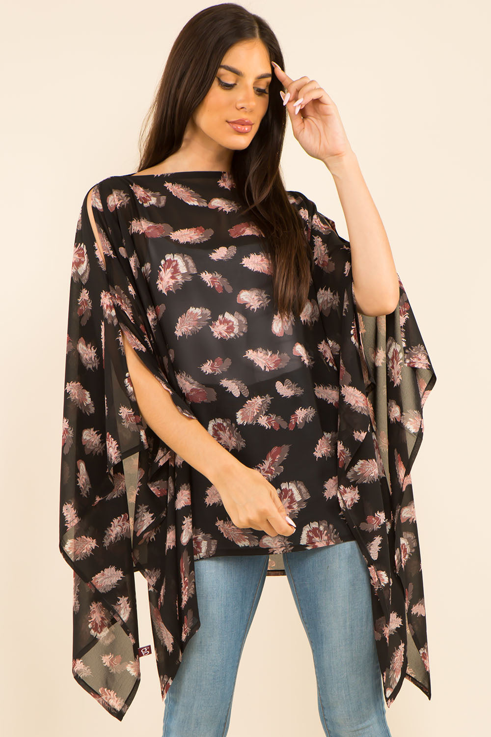 PP-3766 feather poncho