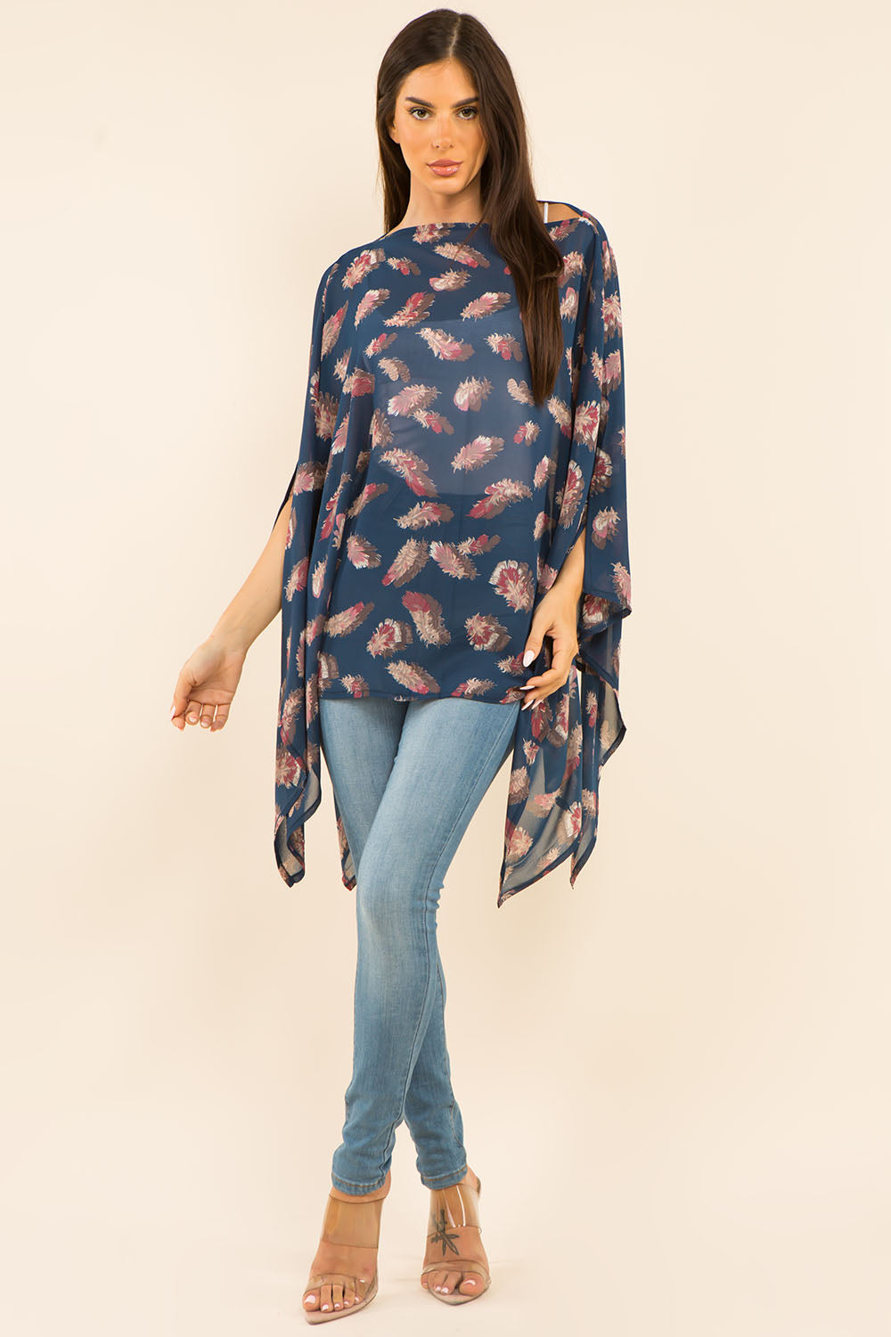 PP-3766 feather poncho