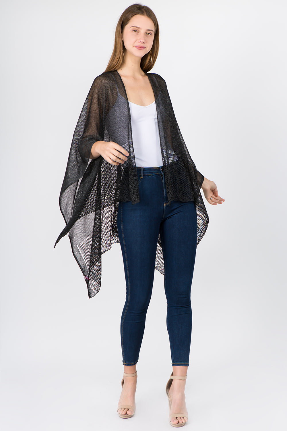RA-1C15 solid color rayon ruana