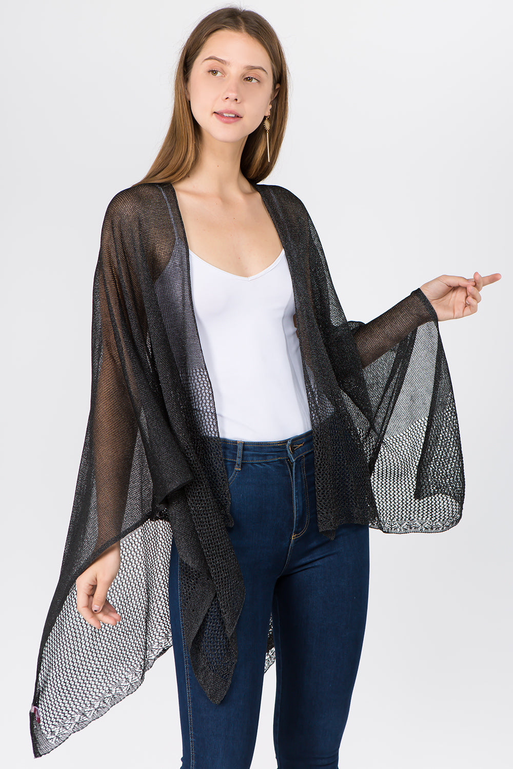 RA-1C15 solid color rayon ruana
