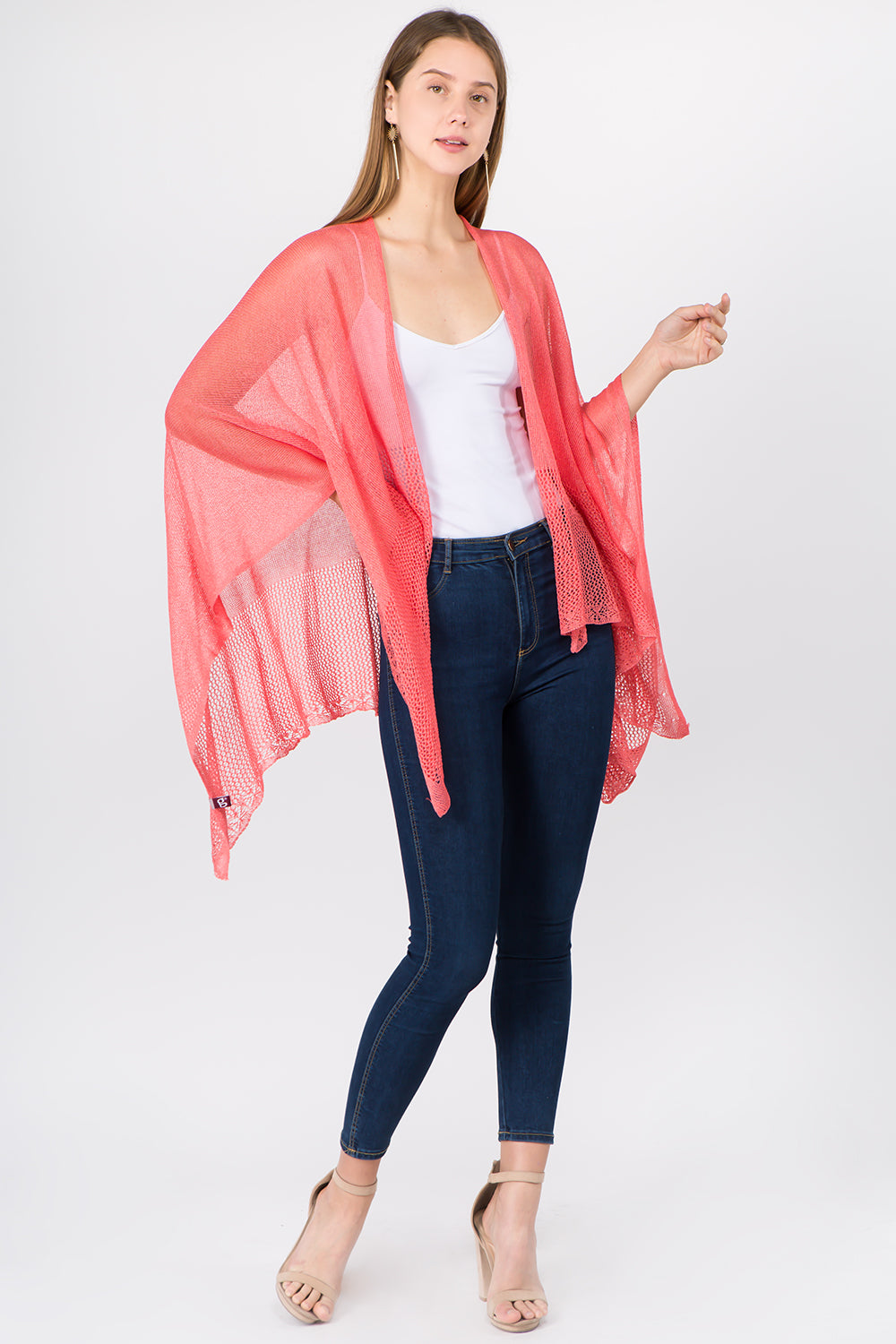 RA-1C15 solid color rayon ruana