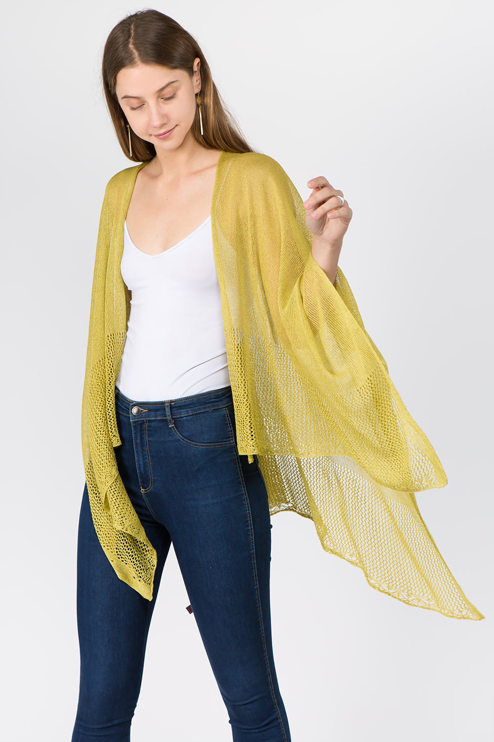 RA-1C15 solid color rayon ruana