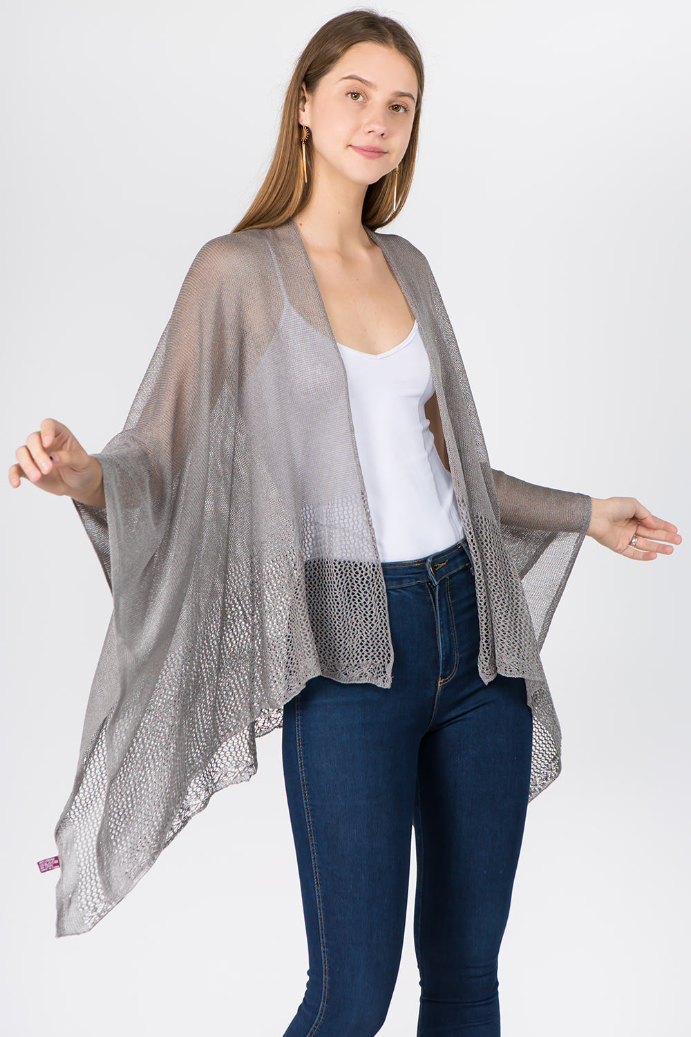 RA-1C15 solid color rayon ruana