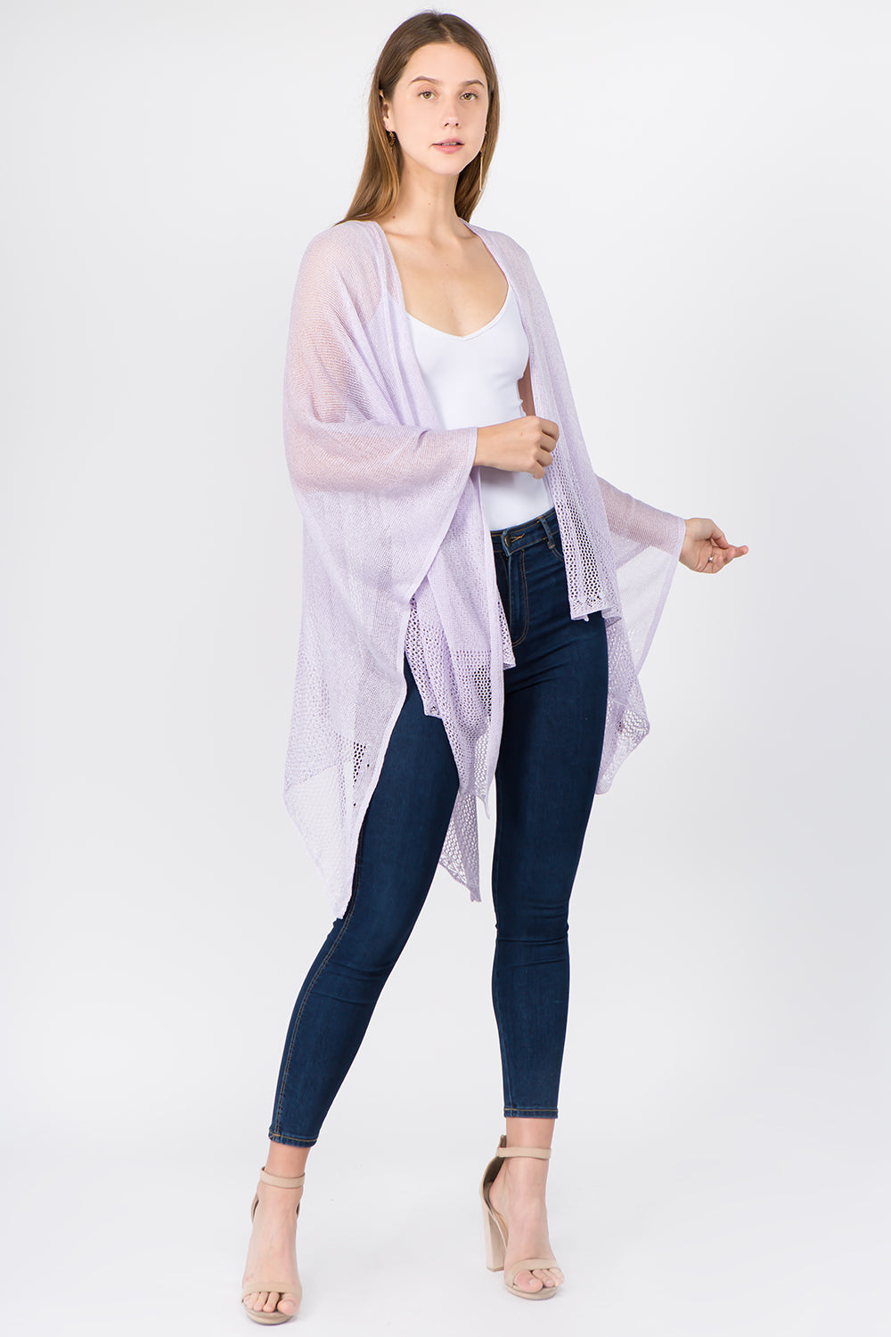 RA-1C15 solid color rayon ruana