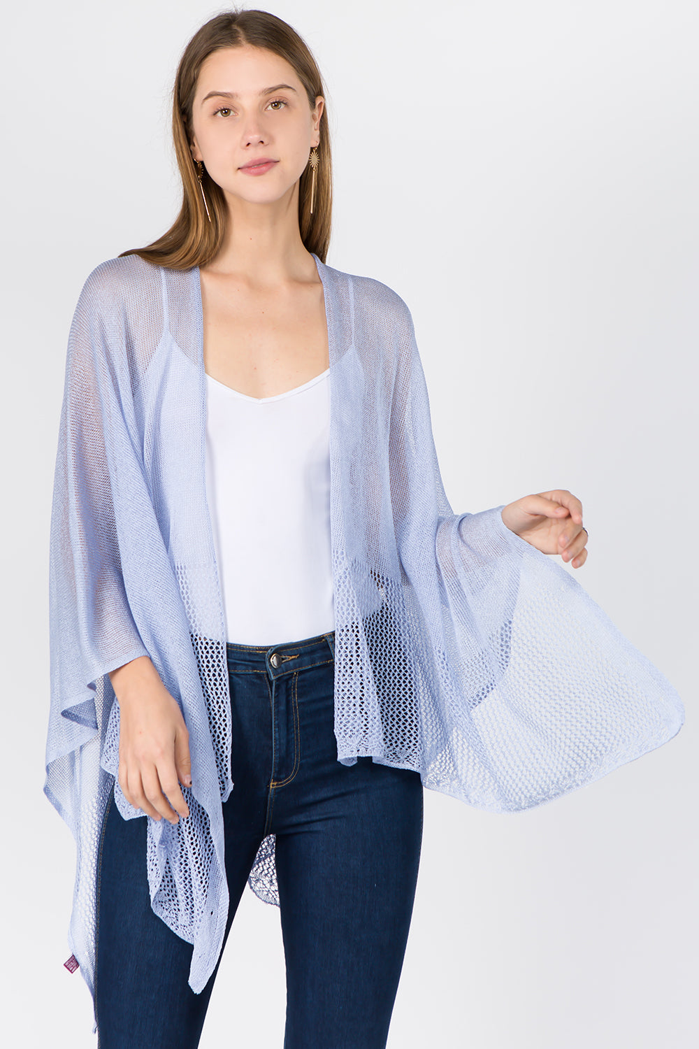 RA-1C15 solid color rayon ruana