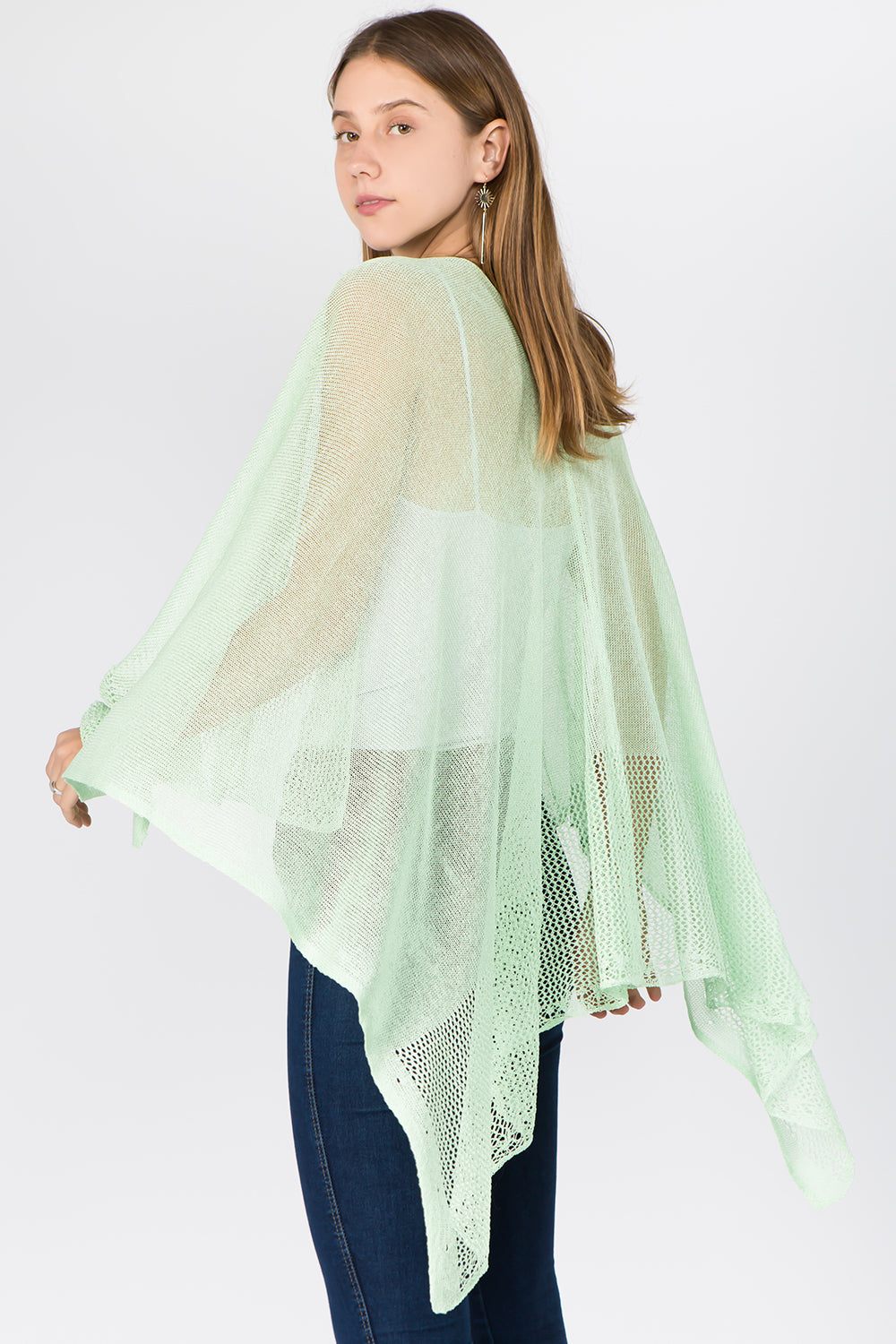 RA-1C15 solid color rayon ruana