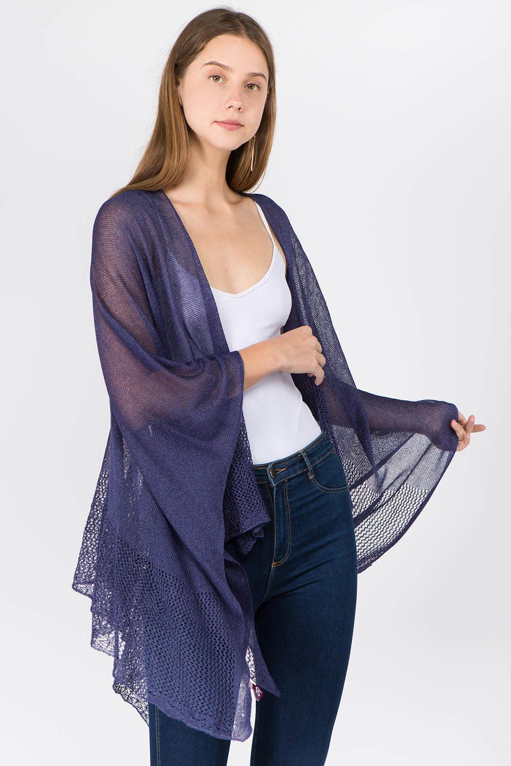 RA-1C15 solid color rayon ruana