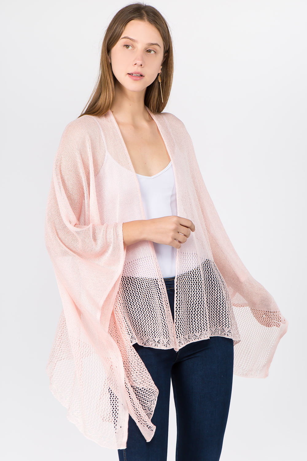 RA-1C15 solid color rayon ruana