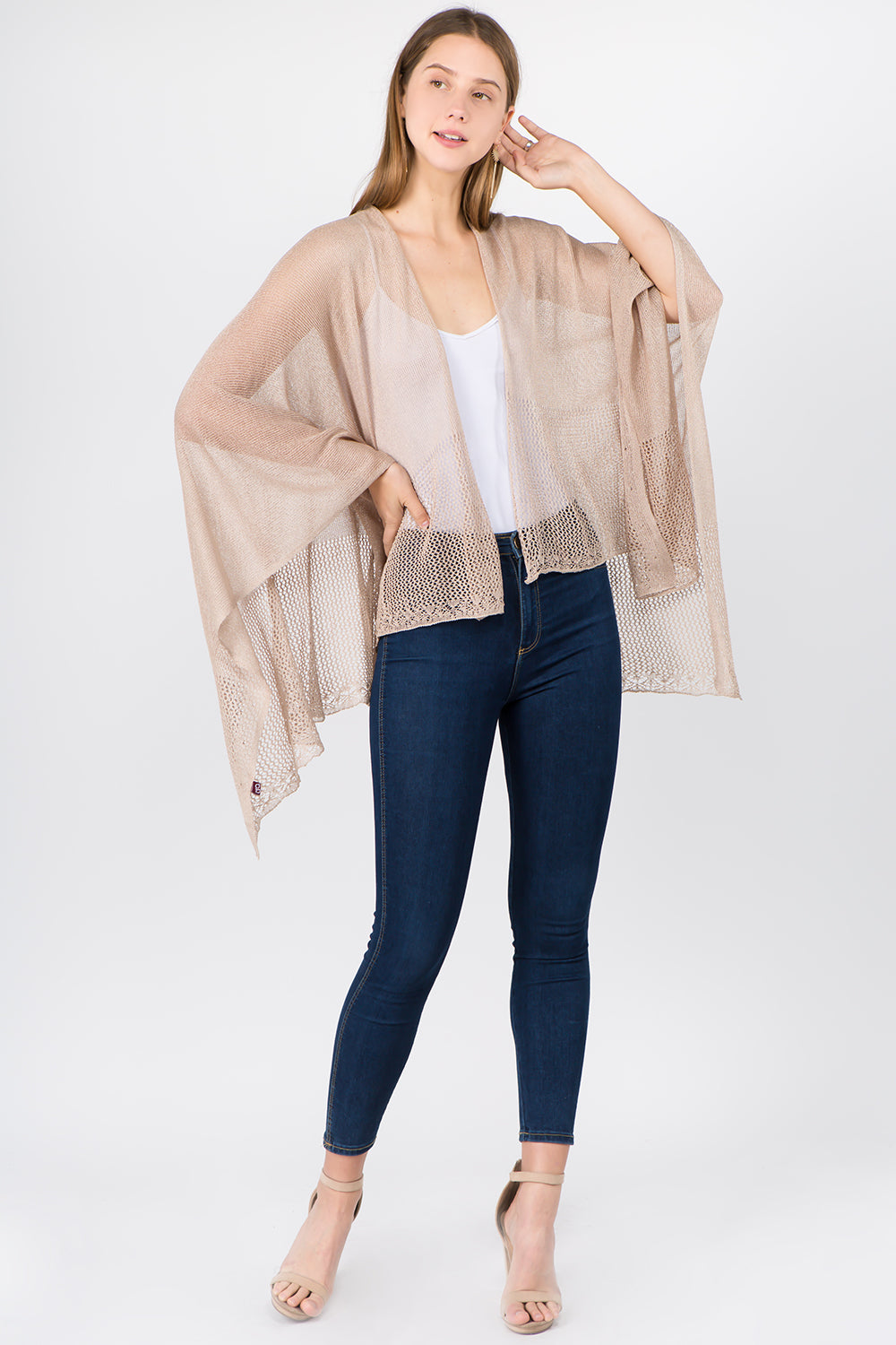 RA-1C15 solid color rayon ruana