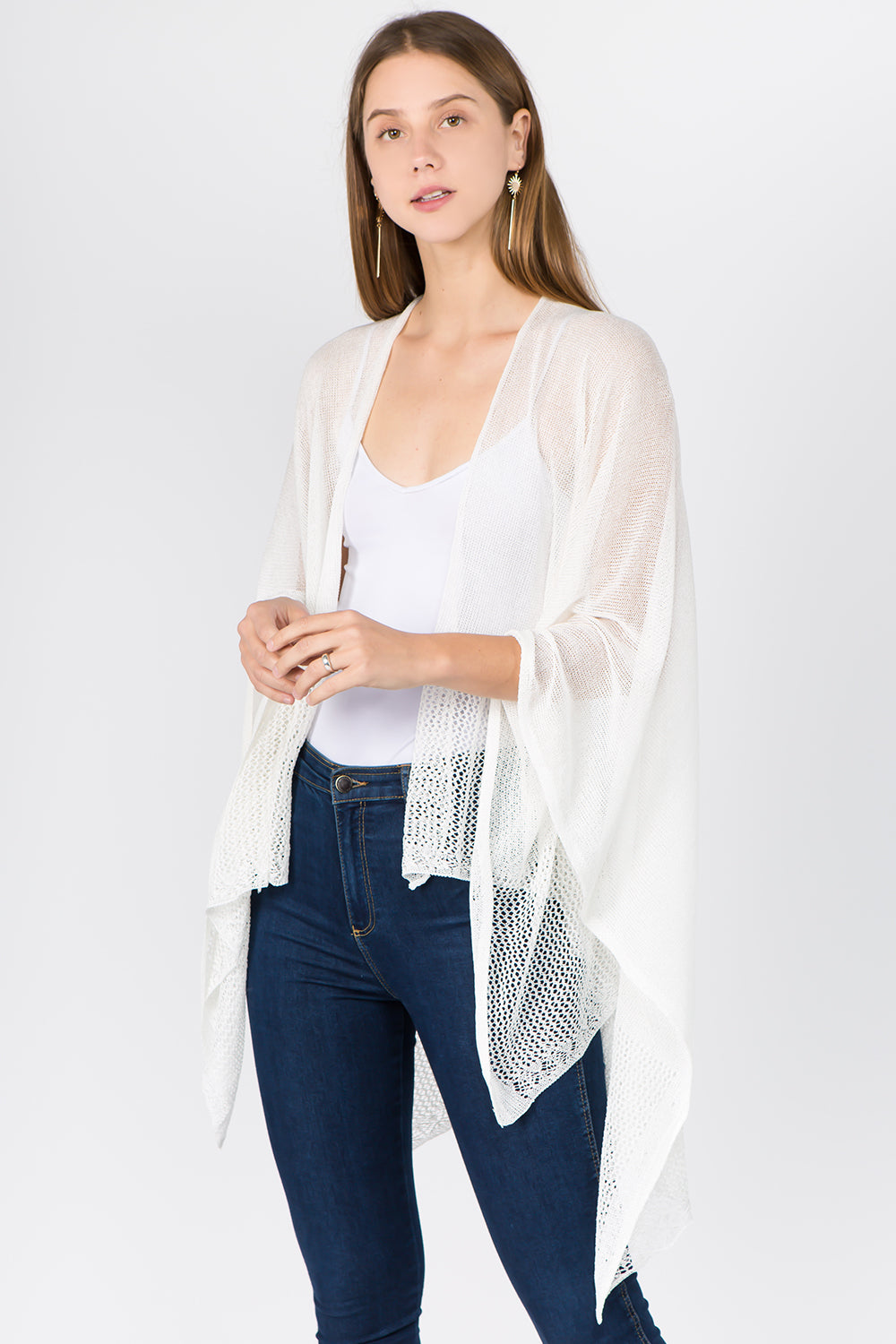 RA-1C15 solid color rayon ruana