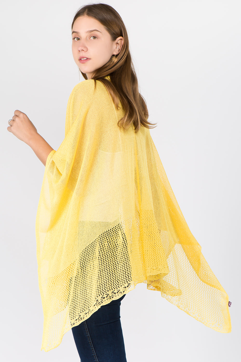 RA-1C15 solid color rayon ruana