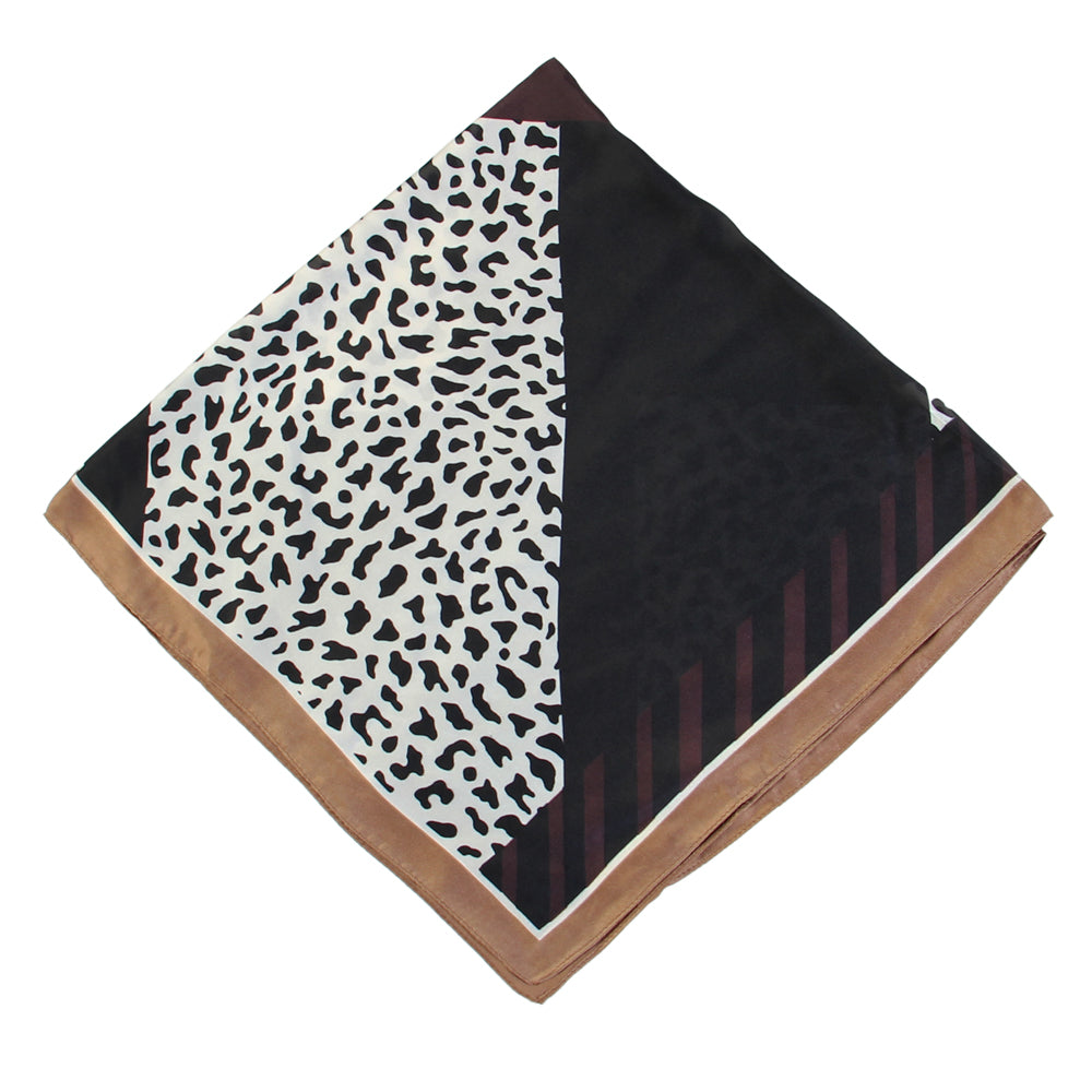 SS-3305 leopard and color block design sqaure scarf