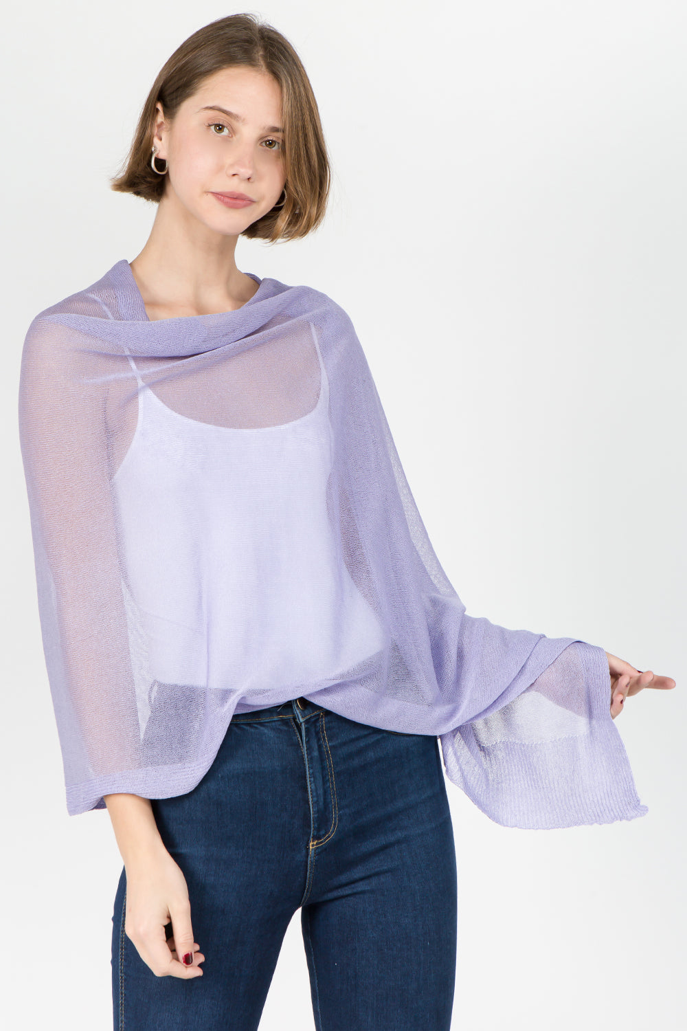 SV-8631 sheer shawl with buttons