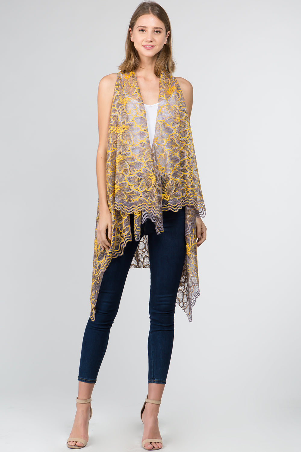 VA-9101 two tone color lace vest