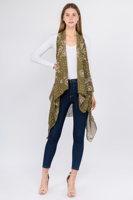 VP-8682 floral bandana design vest