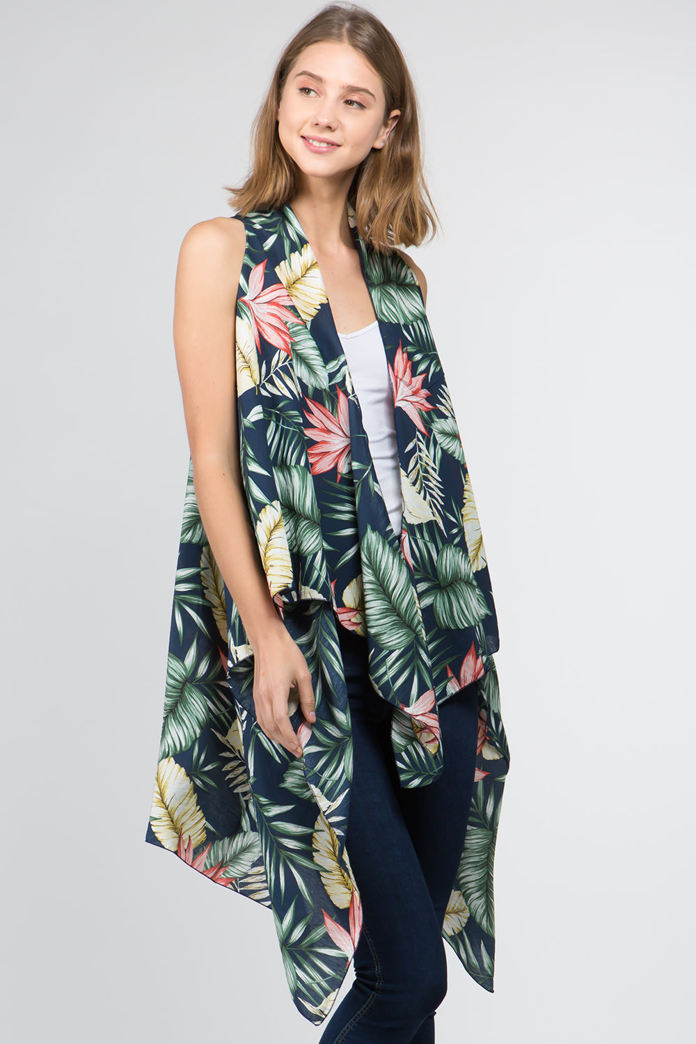 VP-9731 tropical leaf design vest