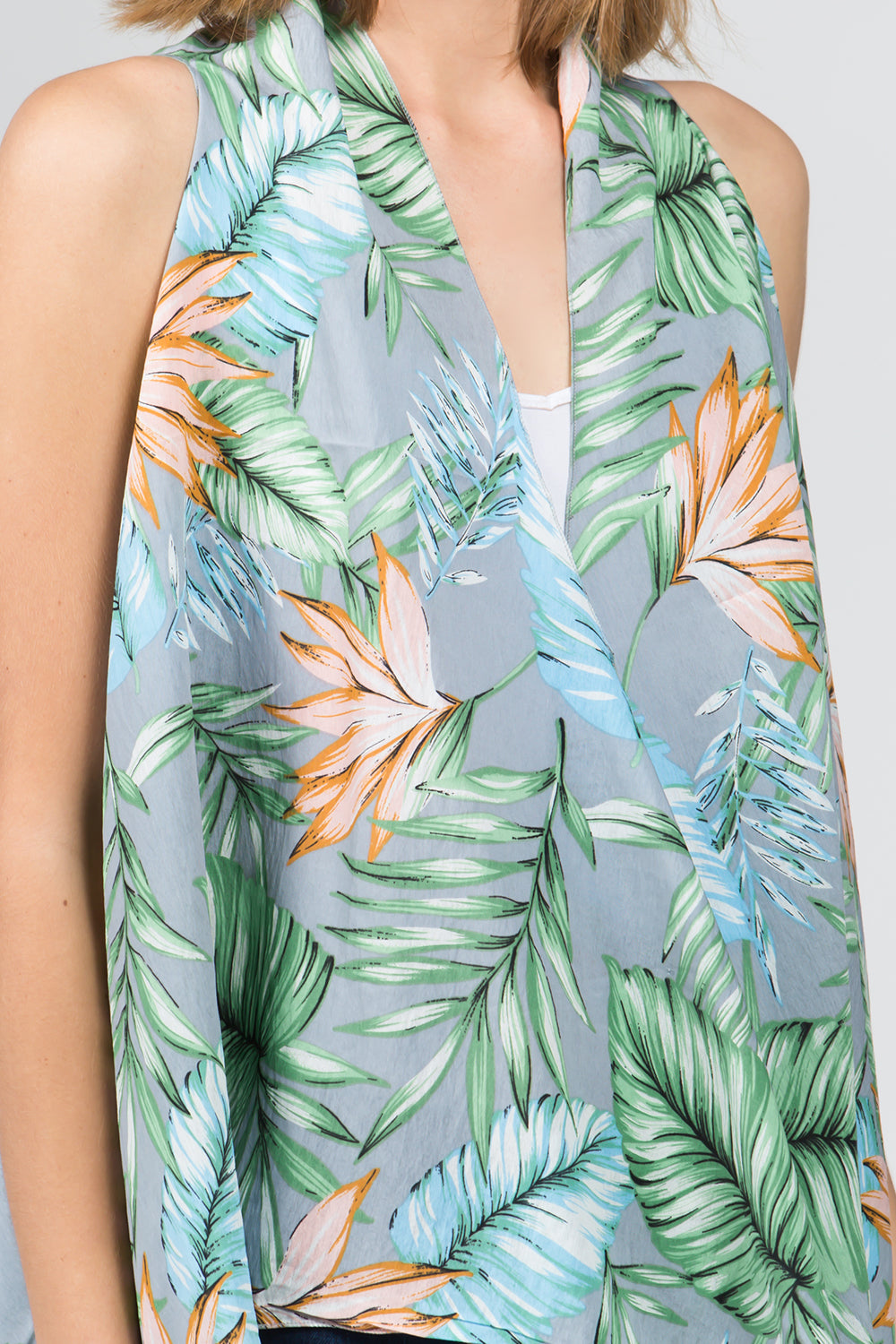 VP-9731 tropical leaf design vest