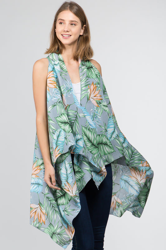 VP-9731 tropical leaf design vest